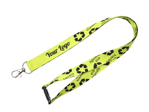 Nachhaltiges rPET Schlüsselband Lanyard mit Karabinerhaken und Sicherheitsclip