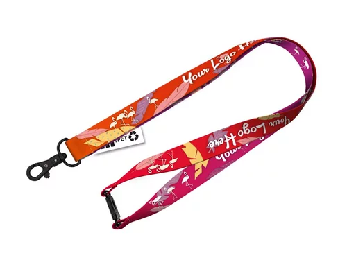 Nachhaltiges rPET Schlüsselband Lanyard mit Karabinerhaken und Sicherheitsclip