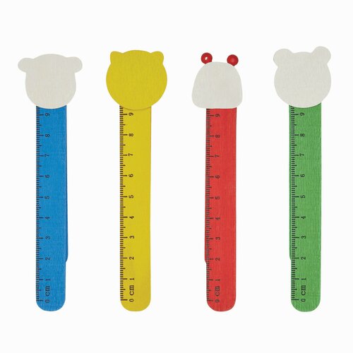 Holz-Lesezeichen FUNNY ANIMALS, 4-fach sortiert, Preis pro Stück