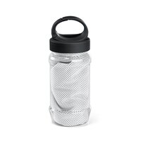 ARTX PLUS Sporthandtuch aus Polyamid und Polyester mit Flasche 440 mL aus PP und PET und einem integrierten Karabinerhaken am Deckel