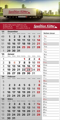 4 Monats-Wandkalender Memo, deutsch
