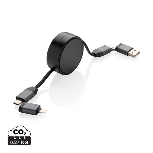 Terra aufrollbares 6-in-1 45W-Kabel aus RCS recyc. Aluminium