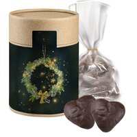 Lebkuchen Schokoherzen gefüllt ca 100g Beutel in biologisch abbaubare Eco Pappdose Maxi